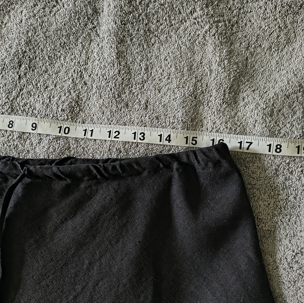 Vtg.Allen Allen Black Tiered 100% Linen Waist Tie Skirt Black XL Minimalist Y2K - Picture 7 of 10